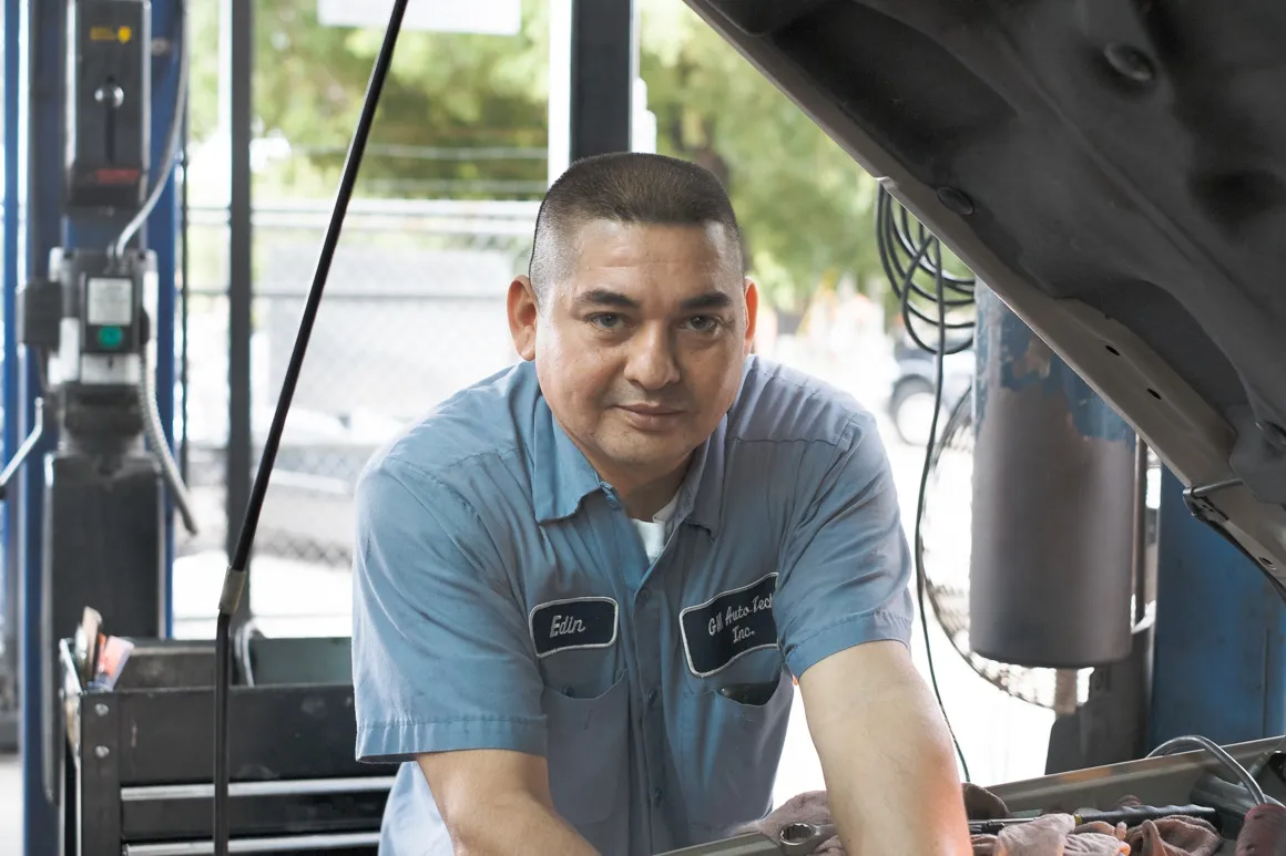 GM Auto Tech shop floor and vehicle service bay